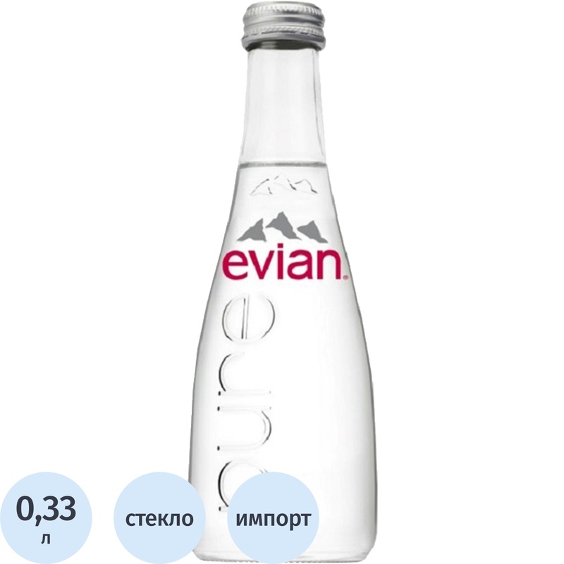 Изображение товара Минеральная вода Evian столовая негазированная 0.33 л стекло Франция