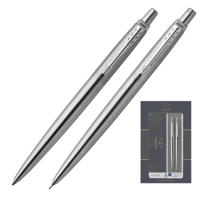 Изображение товара Набор пишущих принадлежностей Parker Jotter Stainless Steel - ручка и карандаш