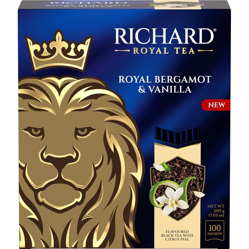 Изображение товара Чай черный Richard Royal Bergamot Vanilla 100 сашет, ароматный и насыщенный вкус