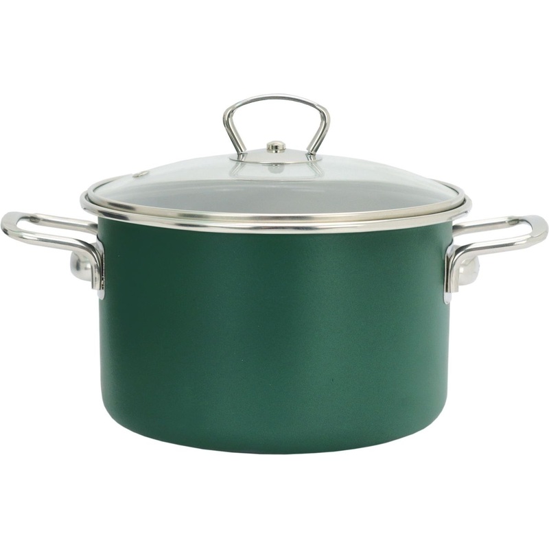 Изображение товара Кастрюля Эмаль Изумруд 3л из эмалированной стали с крышкой и стеклянной крышкой