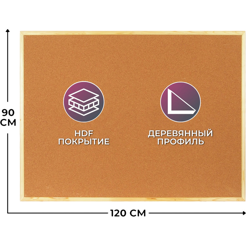 Изображение товара Доска с поверхностью из мягкого ДВП 90х120 см Выбор есть Softboard