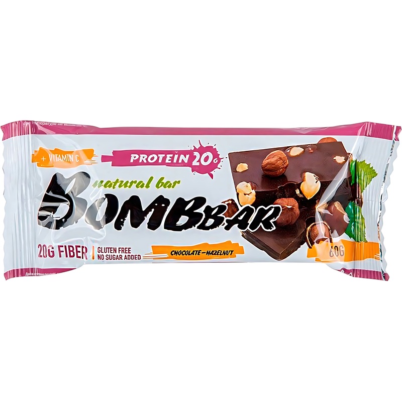 Изображение товара Батончик Bombbar протеиновый шоколад-фундук 60 г