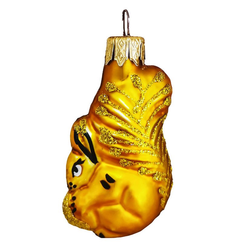 Изображение товара Ёлочная игрушка Коломеев Белочка стекло золотистая высота 6 см