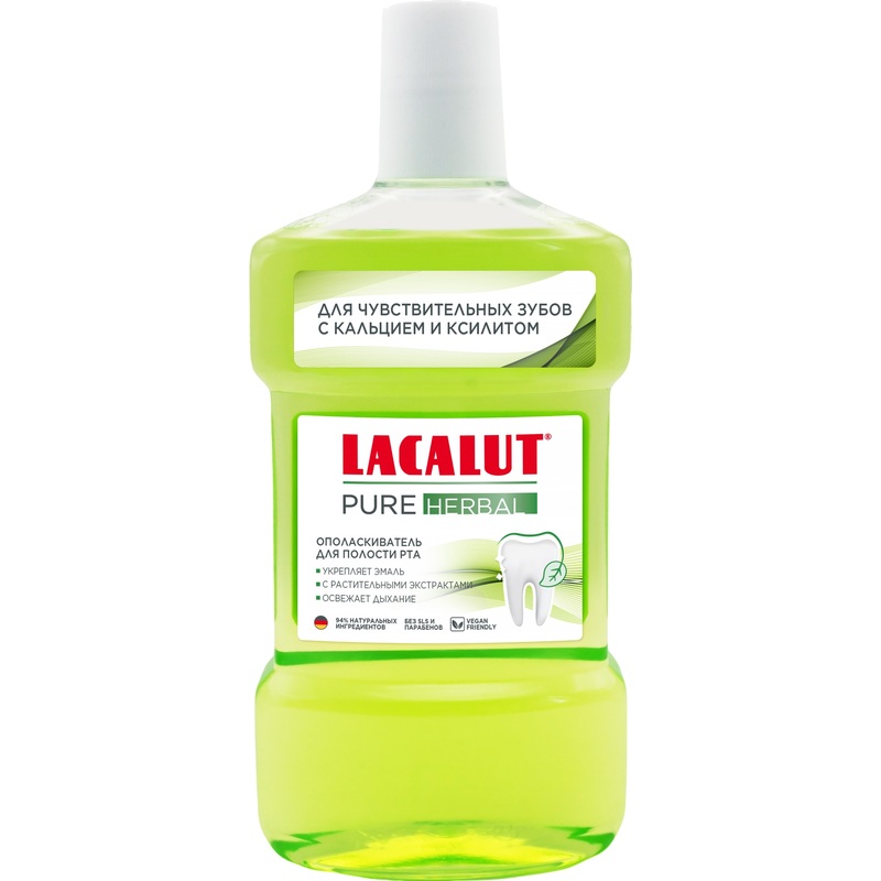 Изображение товара Ополаскиватель для полости рта Lacalut Pure Herbal 475 мл Изображение товара Ополаскиватель для полости рта Lacalut Pure Herbal 475 мл