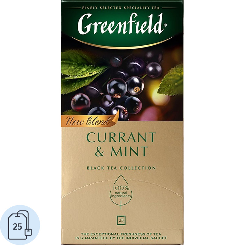 Изображение товара Чай черный Greenfield Currant and Mint 25 пакетиков Россия