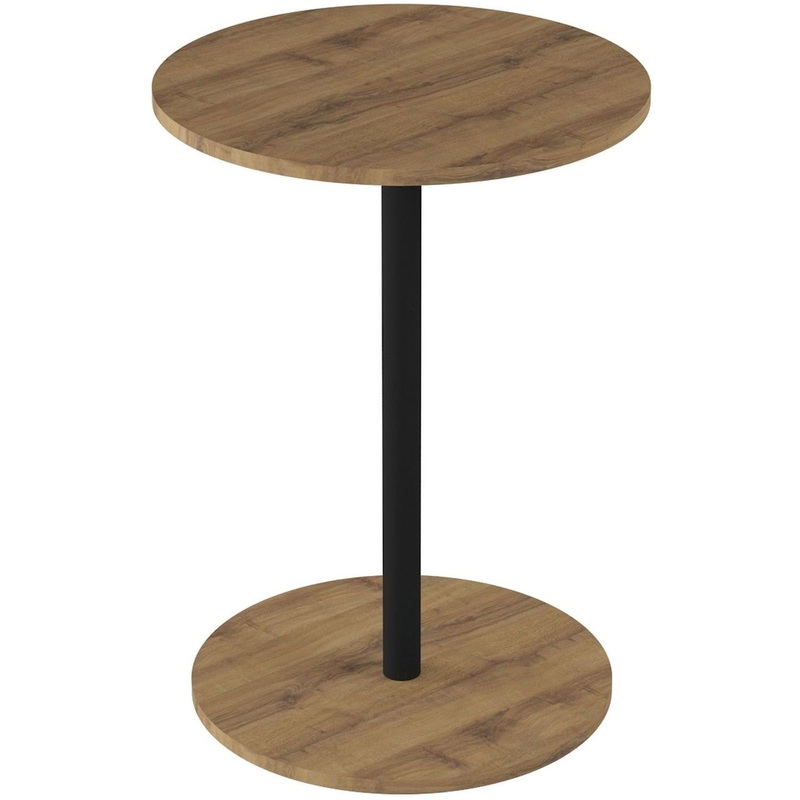 Изображение товара Журнальный столик Кат дуб вотан с чёрной стальной опорой 366х366х510 мм