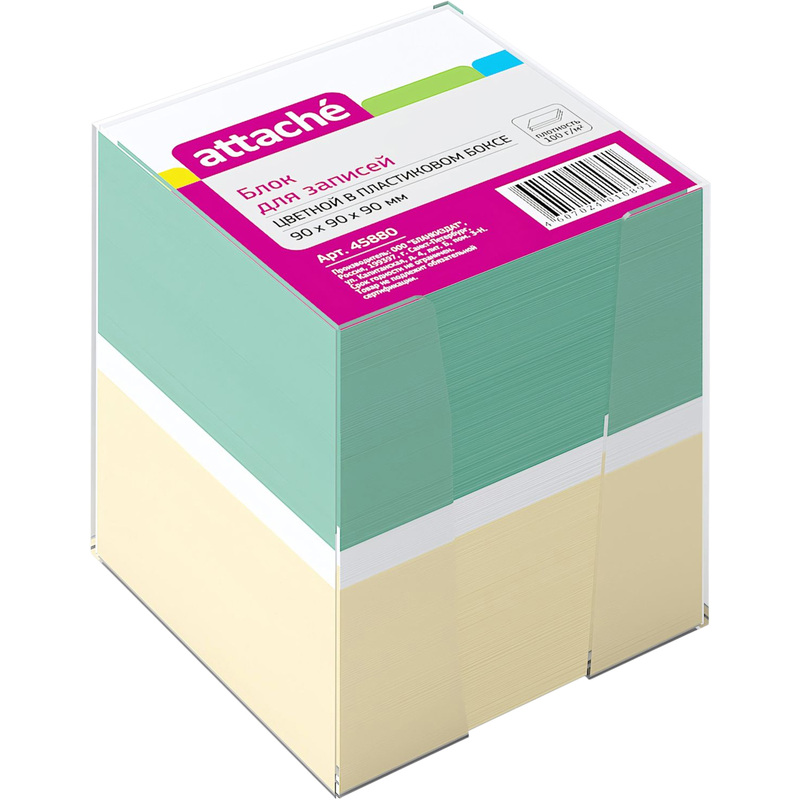 Изображение товара Блок для записей Attache в боксе 90x90x90 мм разноцветный
