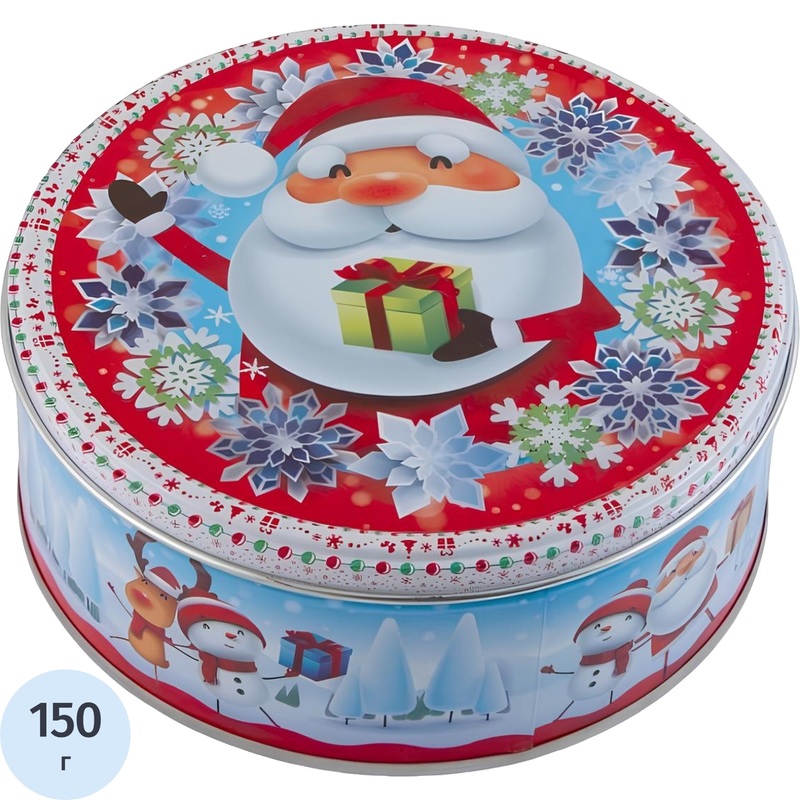 Изображение товара Печенье сдобное Regnum Дед Мороз и Снеговик 150 г в жестяной банке