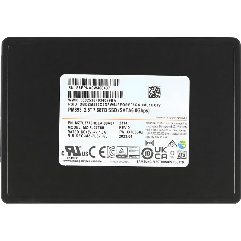 Изображение товара SSD накопитель Samsung PM893 7.68 ТБ (MZ7L37T6HBLA-00A07)
