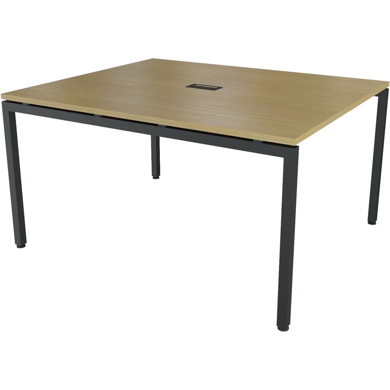 Изображение товара Стол для переговоров Steel 11701 с подрозетником дуб светлый и антрацит 1200х1430 мм