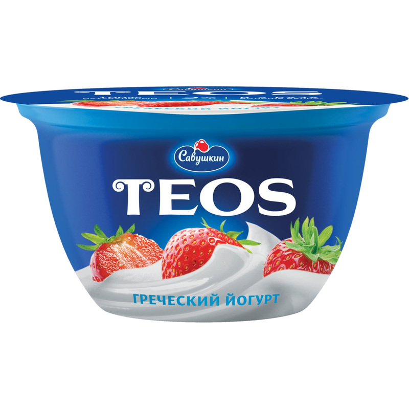 Изображение товара Греческий йогурт Teos клубника 2% 140 г натуральный и вкусный