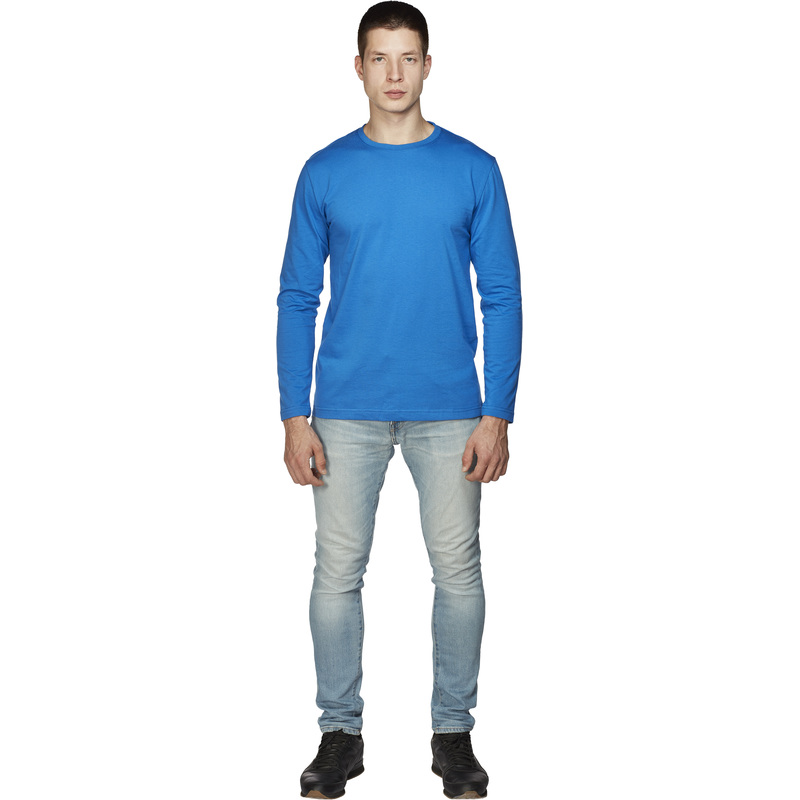 Изображение товара Футболка васильковая с длинным рукавом 100% хлопок размер S