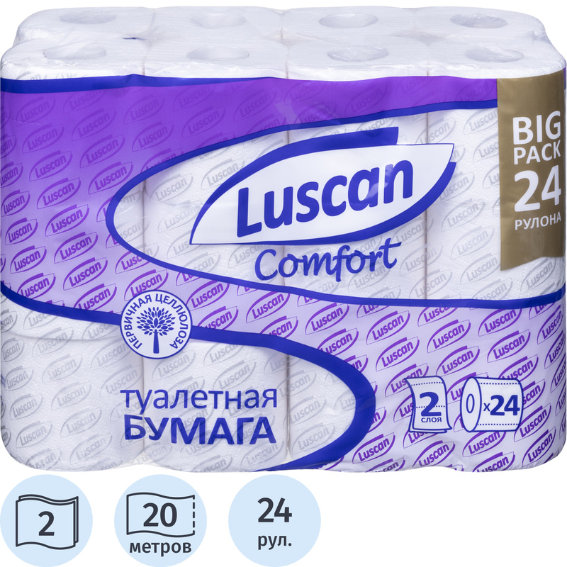 Изображение товара Бумага туалетная Luscan Comfort двухслойная белая 24 рулона