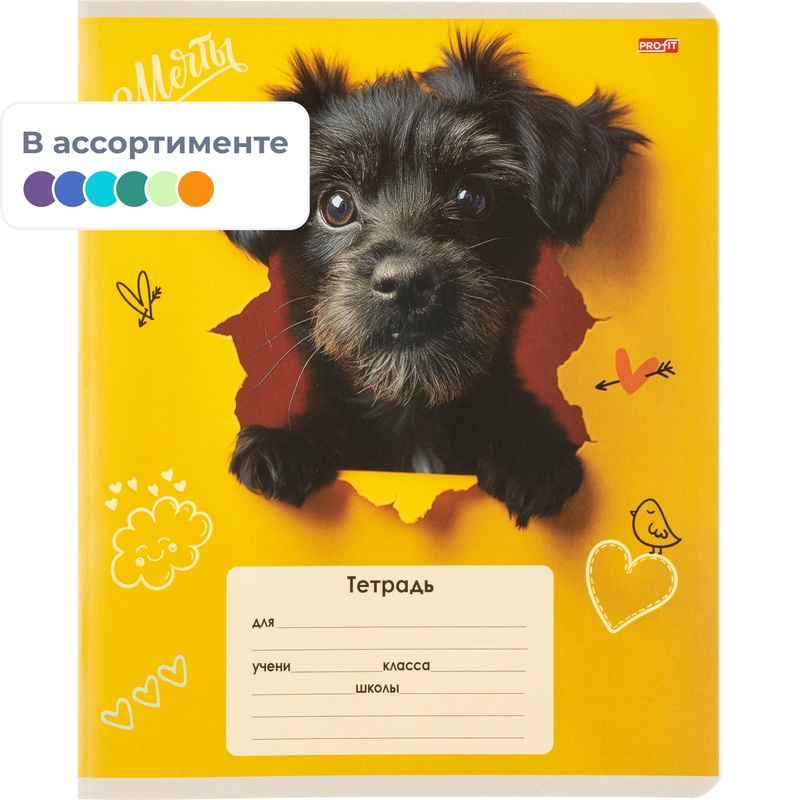 Изображение товара Тетрадь школьная Profit Обаятельные пёсики А5 18 листов в клетку Изображение товара Тетрадь школьная Profit Обаятельные пёсики А5 18 листов в клетку