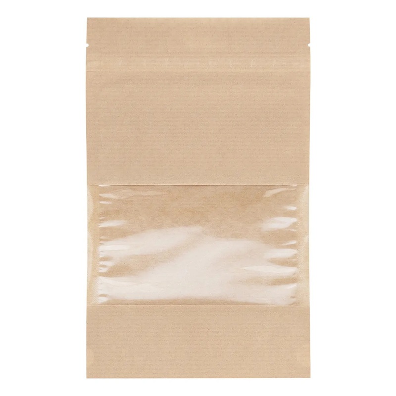 Изображение товара Пакет дой-пак бумажный с окном 150 х 240 мм с Zip-Lock барьерный Китай