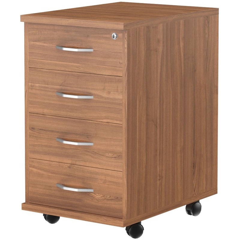 Изображение товара Тумба подкатная Imago TM-3 с замком и колесиками орех 412x450x702 мм