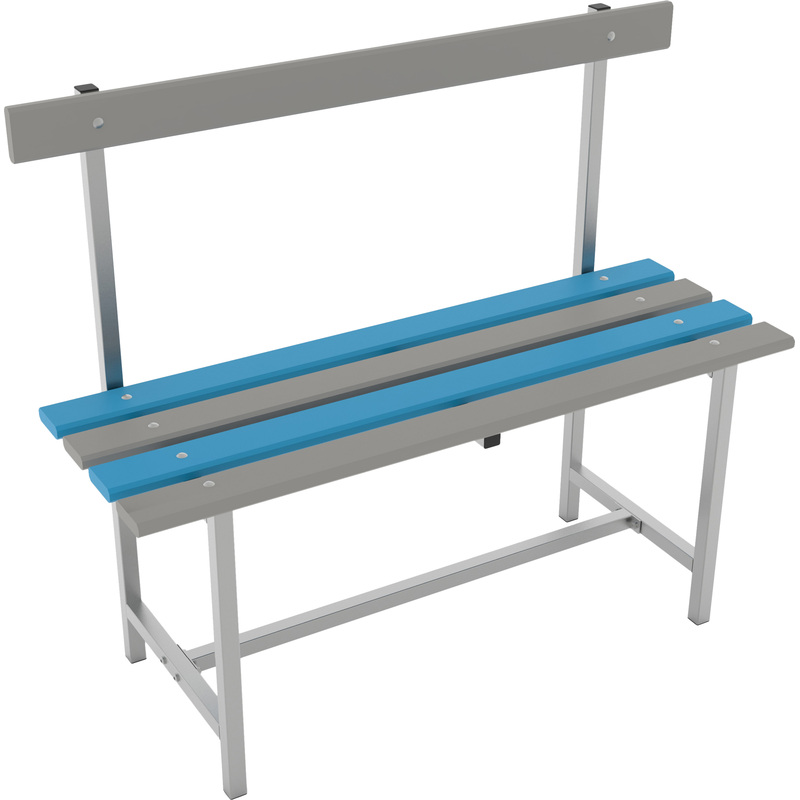 Изображение товара Скамья Титан Мета со спинкой СТ-2П серый/синий пластиковая металлическая