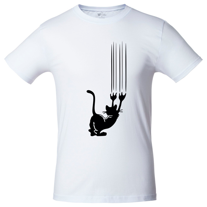 Изображение товара Футболка Кот белая короткий рукав 100% хлопок размер S