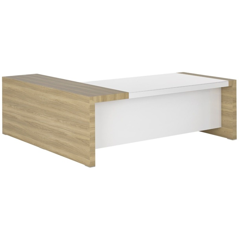 Изображение товара Угловой офисный стол руководителя KYU22ADX дуб честерфилд белый глянец