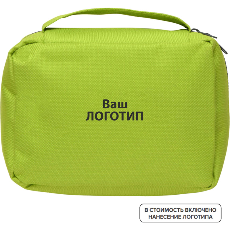 Изображение товара Несессер Promo из полиэстера зеленый с нанесением логотипа 21.5x16x7 см