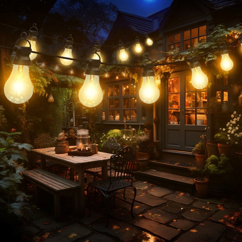 Изображение товара Электрогирлянда садовая Rexant Канэри 15 м теплый белый свет