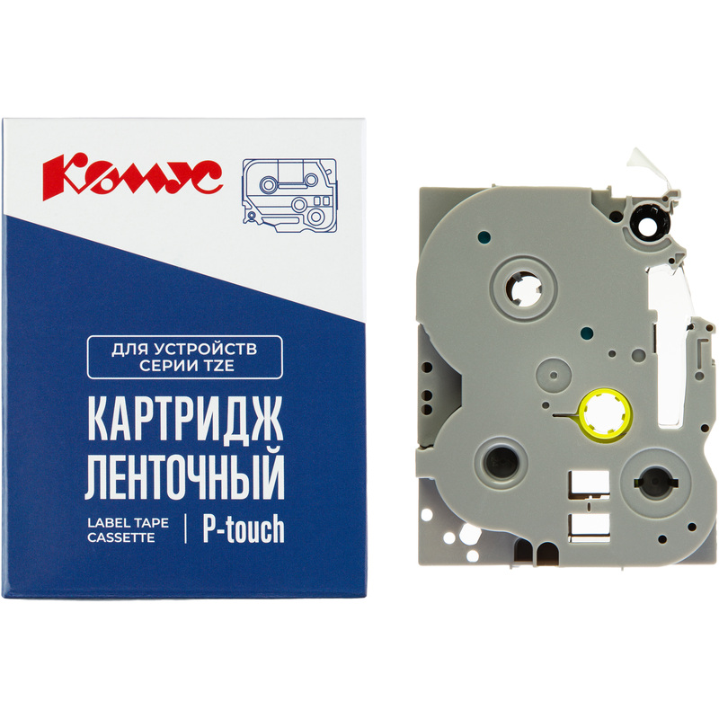 Изображение товара Картридж Комус TZE-652 для принтера этикеток Brother, 24 мм, желтая лента, красный шрифт