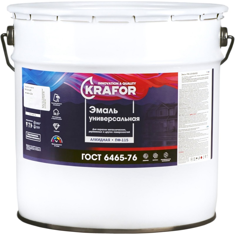 Изображение товара Эмаль универсальная Krafor зеленая глянцевая 20 кг атмосферостойкая