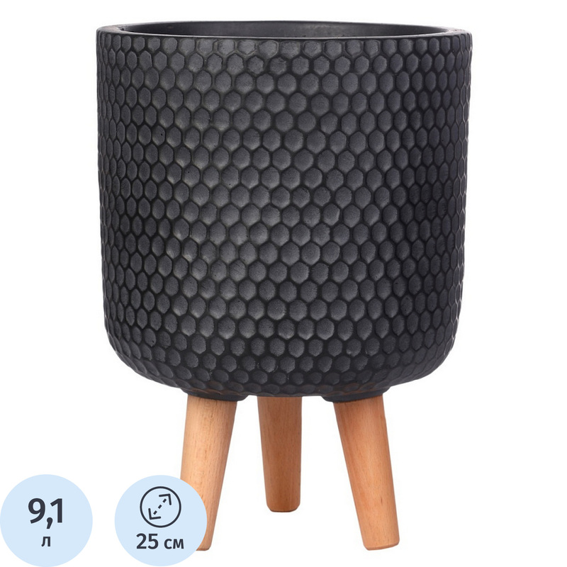 Изображение товара Кашпо Idealist Ханни 9.1 л бархатный чёрный (34x25 см)