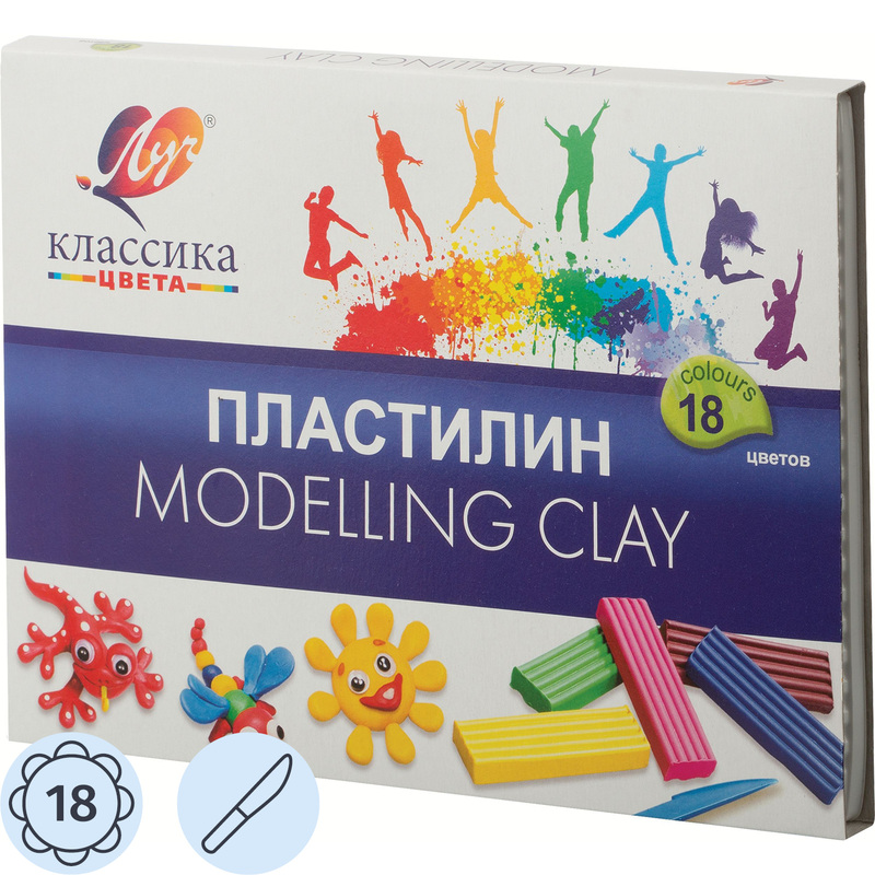 Изображение товара Пластилин классический Луч Классика 18 цветов 360 грамм