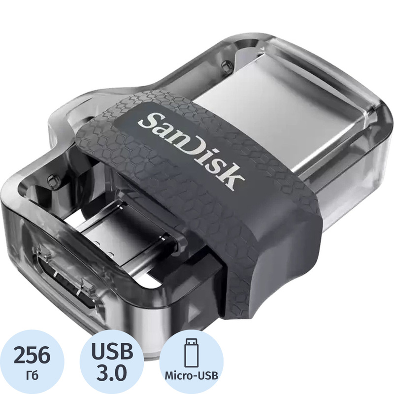 Изображение товара Флешка USB 3.0 256 ГБ SanDisk Ultra Dual Drive m3.0 SD DD3 256G G46