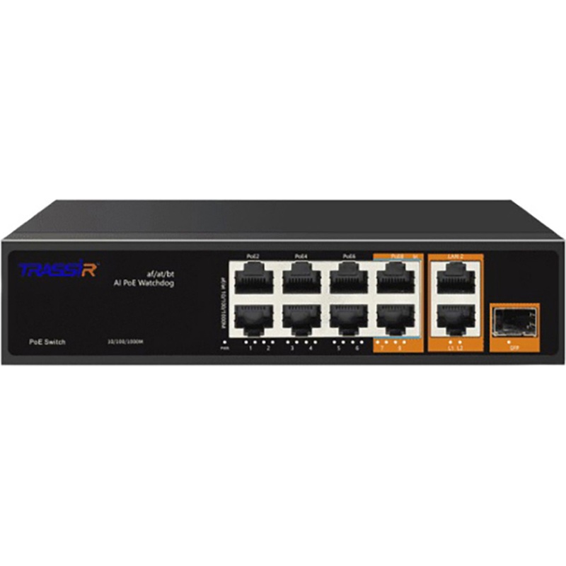 Изображение товара Коммутатор Trassir TR-NS13111S-120-8PoE 8 портов PoE 1Gbps с SFP и металлическим корпусом