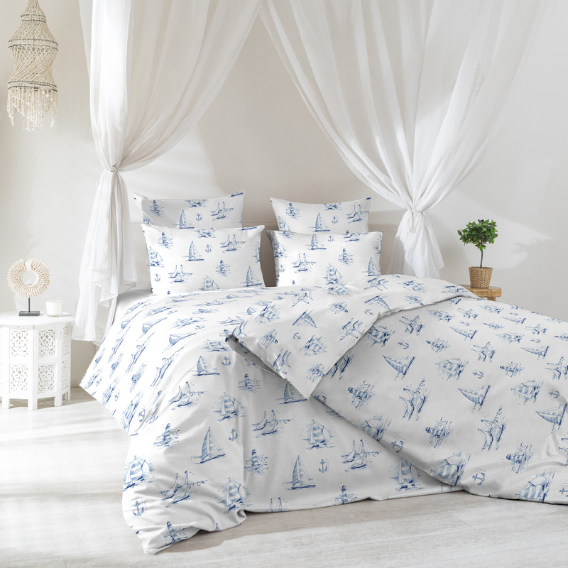 Изображение товара Комплект постельного белья Verossa Regatta blue семейное сатин 50x70/70x70 см