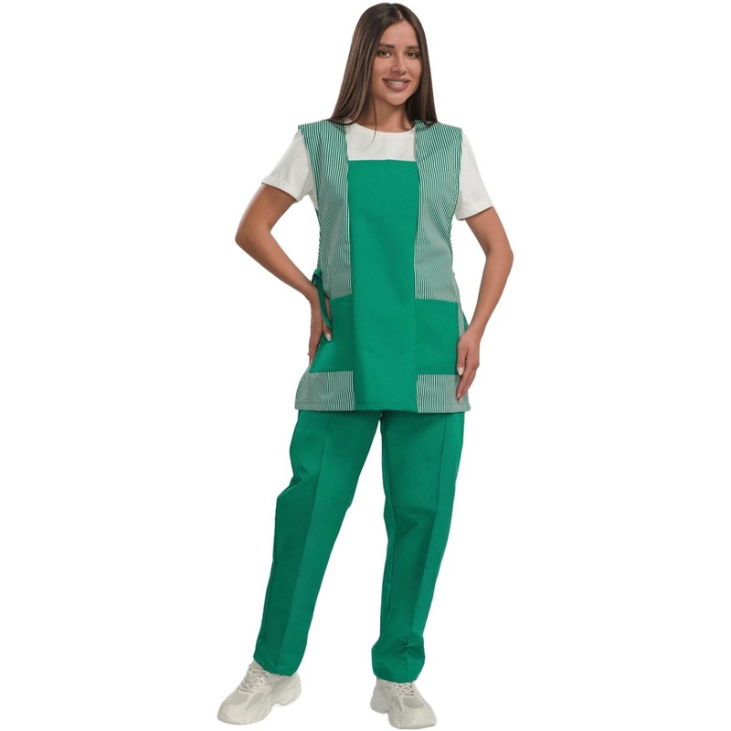 Изображение товара Костюм для горничных и уборщиц у08-СБР зеленый размер 44-46