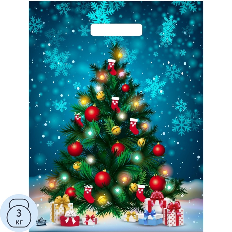 Изображение товара Пакет подарочный Тикопластик Яркая ёлочка (40x31x0.2 см)