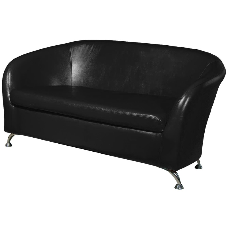 Изображение товара Диван двухместный Фортуна черный из искусственной кожи