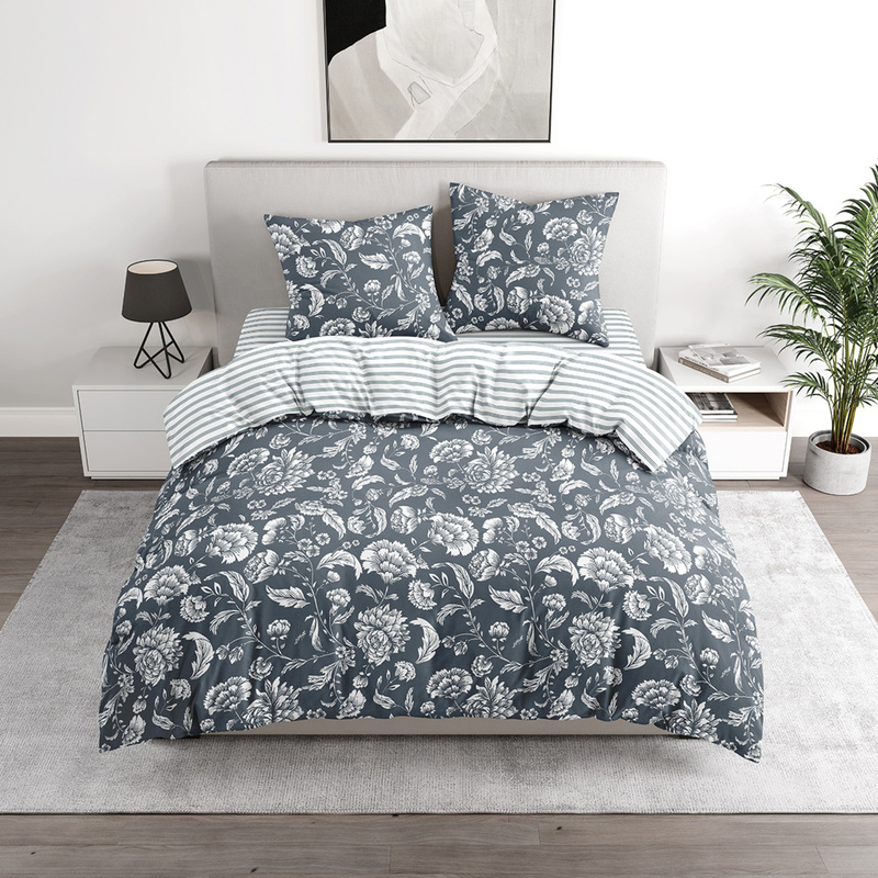 Изображение товара Постельное бельё Lagom Фалун еврозамера поплин 115 г/м2 серый стильный дизайн