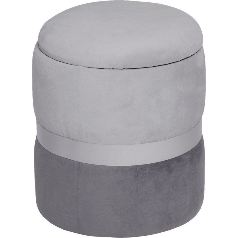 Изображение товара Пуф Аризона с ящиком для хранения серый (велюр, 360x360x420 мм)