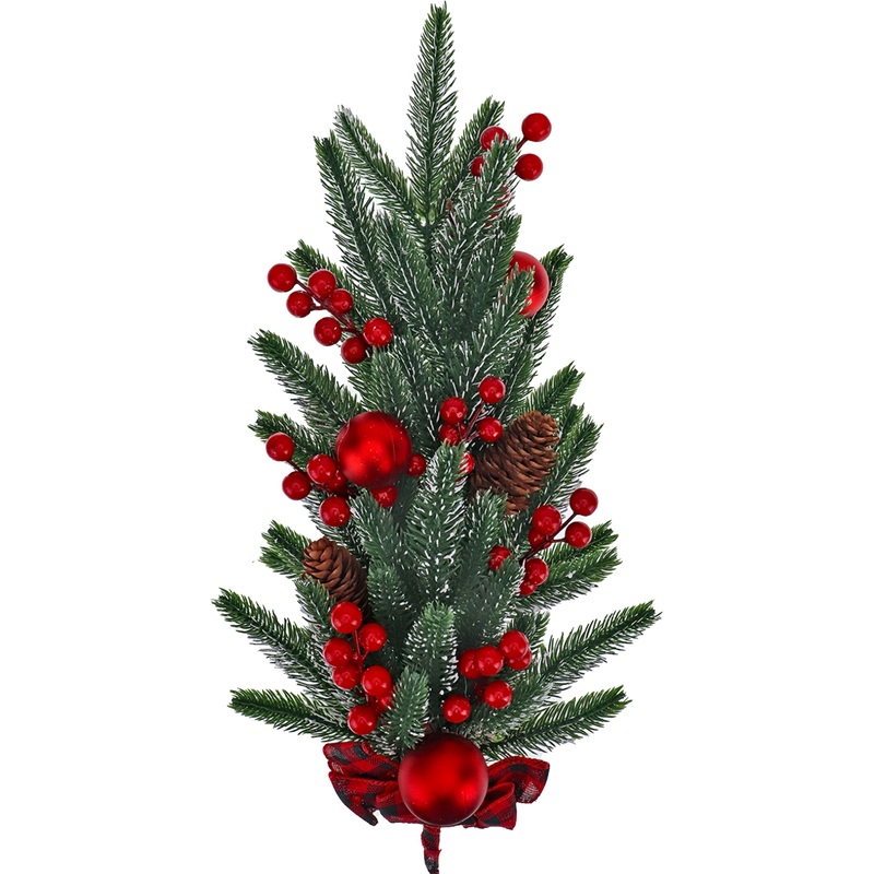 Изображение товара Хвойная ветка Miland заснеженная с украшениями 50х16.4 см