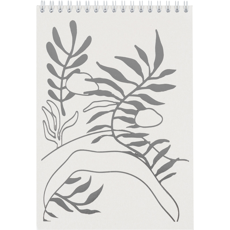 Изображение товара Блокнот А5 50 листов белый в клетку на спирали, тиснение фольгой (148х210 мм)