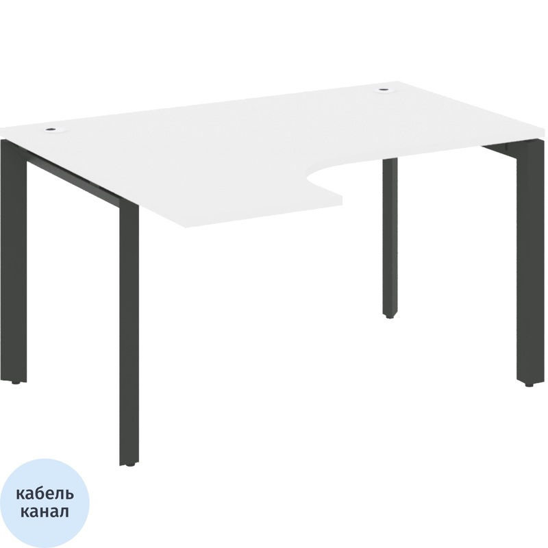 Изображение товара Эргономичный левый стол ONIX-P O.MP-SA-3L белый бриллиант 1380х1180х750 мм