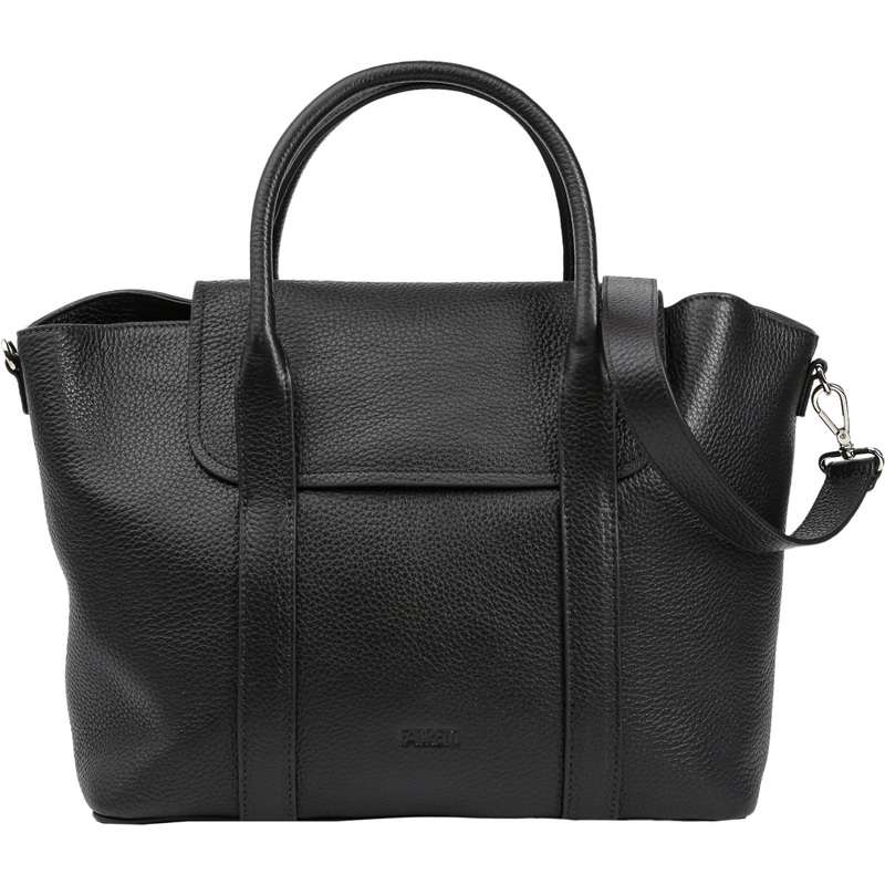 Изображение товара Женская повседневная сумка Fabretti из натуральной кожи черная размер 27x39x12 см