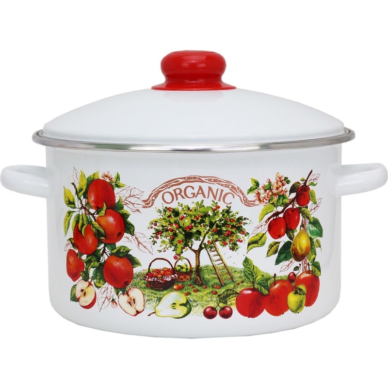 Изображение товара Кастрюля Эмаль Organic 3 л эмалированная сталь с крышкой для плиты