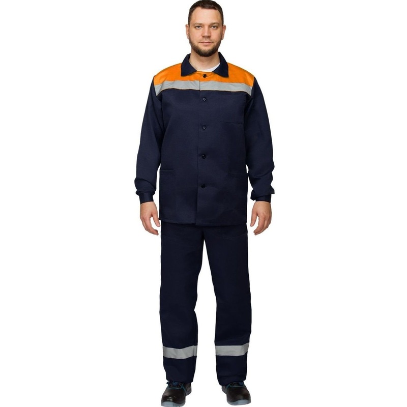 Изображение товара Рабочий летний костюм л16-КБР с СОП синий оранжевый размер 56-58