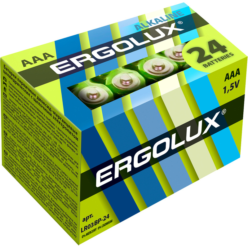 Изображение товара Батарейка ААА мизинчиковая Ergolux Alkaline (24 штуки в упаковке)