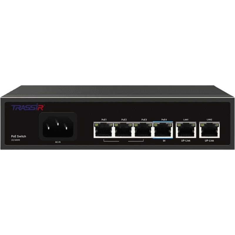 Изображение товара Коммутатор TRASSIR TR-NS1206-65-4PoE для видеонаблюдения и сети