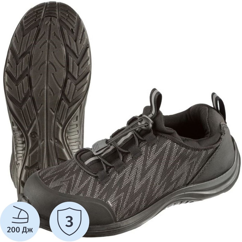 Изображение товара Кроссовки рабочие Мистраль Light ПУ из текстиля черные с металлическим подносоком размер 38
