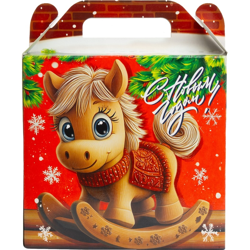 Изображение товара Новогодний сладкий подарок РОКО Деревянная Лошадка 1000 г праздничный набор сладостей
