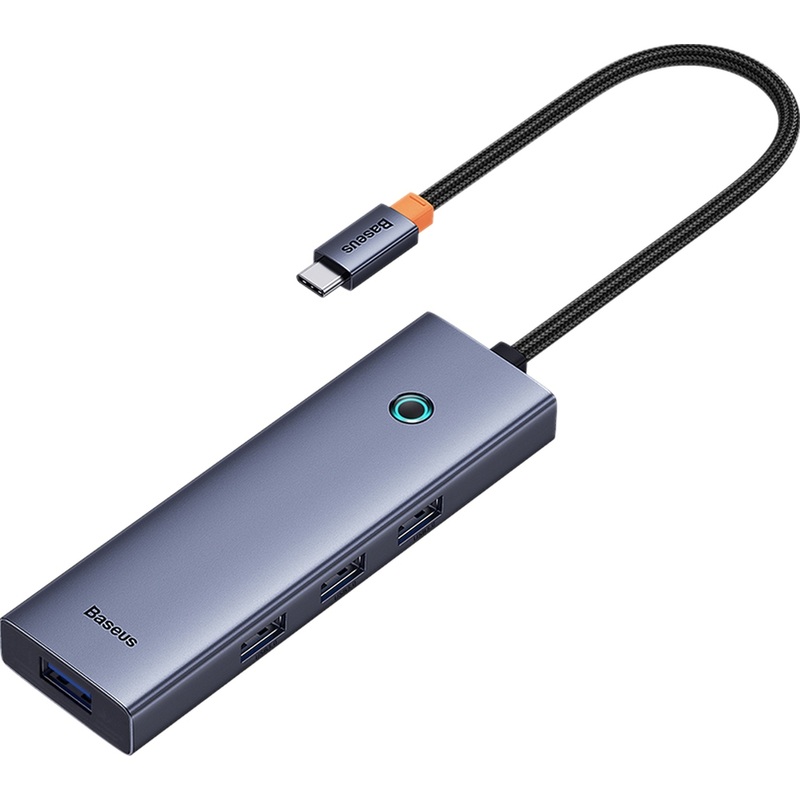 Изображение товара Разветвитель USB Baseus UltraJoy 4 порта USB 3.0 Type-C пассивный серый металлик