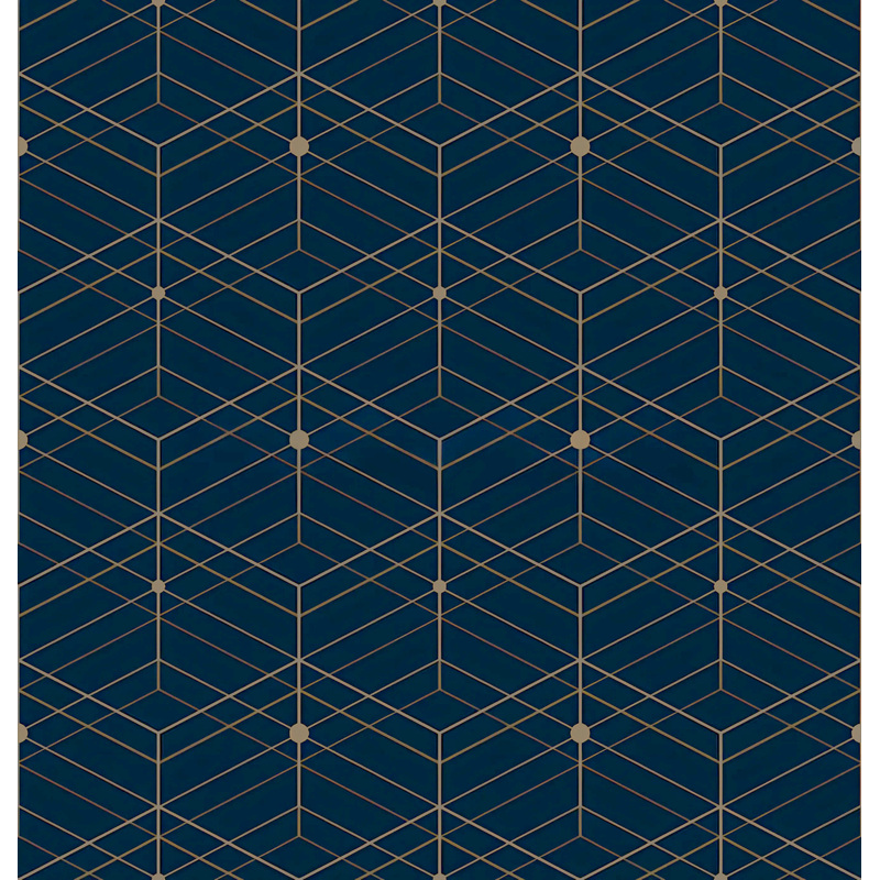 Изображение товара Мелованная упаковочная бумага Miland 70x100 см 10 листов синий и золотой дизайн