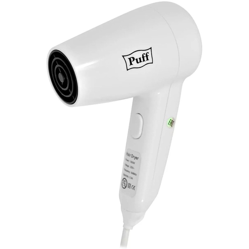 Изображение товара Фен Puff-1300 белый с мощностью 1300 Вт и креплением к стене